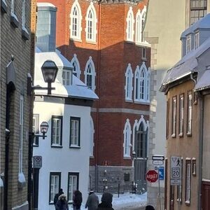 DOWNTOWN QC City-Winter Street Scene with Historic Architecture